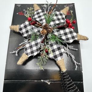 Christmas Tree Topper Black & Black Buffalo Check Star New